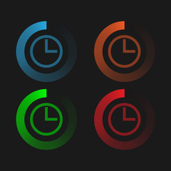 Circular neon loading. Color pie chart. Vector loading, upload, download bar.