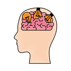  human head face brain science mind intelligence vector illustration