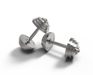 Metal dumbbells isolated on white background