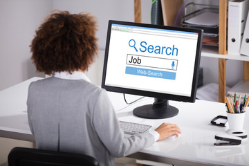 Businesswoman Searching Online Job