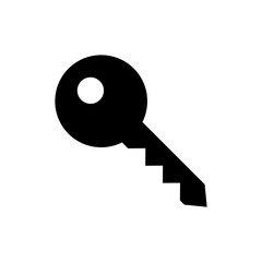 Key icon, black isolated on white background, vector illustration.