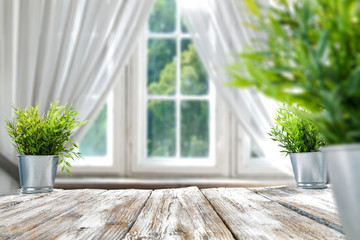 spring time and desk with window 