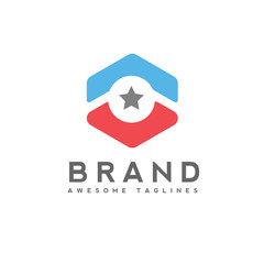 arrow up circle and star business logo,hexagon star Technology logo, star logo concept