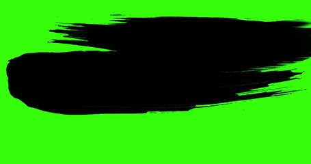 multi abstract splash ink paint brush horizontal stroke black transition on chroma key green screen background, animation of paint splash