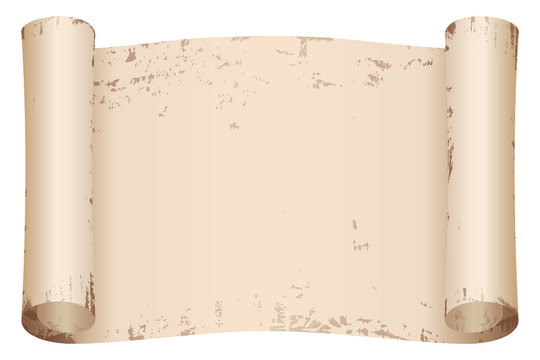 Ancient papyrus. Old beige paper with the aging effect isolated on white background.