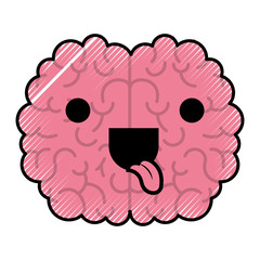  brain science cartoon character fun comic mind intelligence mental design creative think vector illustration