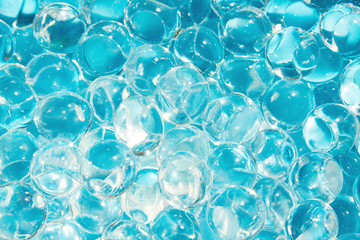 Abstract texture of transparent balls with blue ink