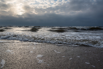 Cold evening by Baltic sea.