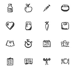 Doodle Fitness icons set