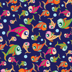 Fototapeta na wymiar Fish background vector. Cute colorful fishes on blue background illustration.