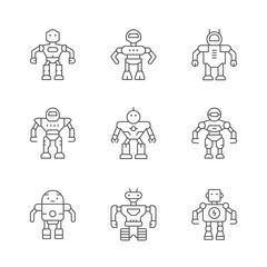 Set line icons of robot
