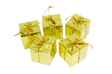 Golden gift box. (Isolate)