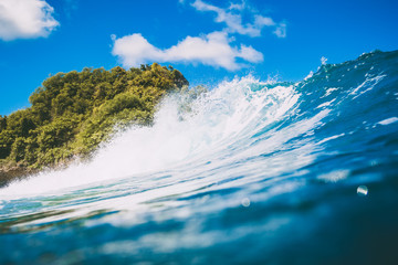 Blue wave for surfing in tropical ocean.