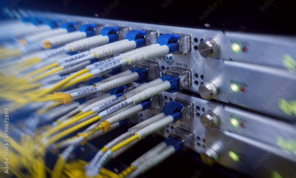 Aufkleber fiber optical connector interface. multiple exposure. information technology computer network, telec