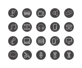 Set of line icons of communications, vector illustration