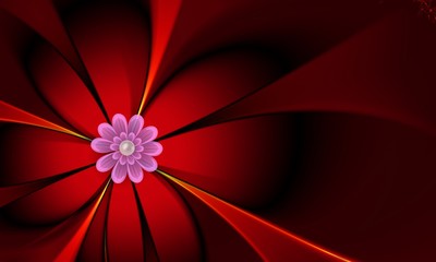  Fractal image, beautiful template for inserting text,  in color  black and red. Background with flower... Floral template with place for text. .. Graphic design for business cards and like.....