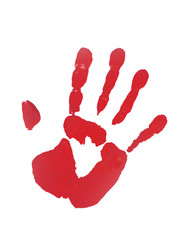 Stop! Red paint handprint