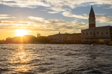 Fototapeta premium San Marco and Palace Ducate at sunset in Venice