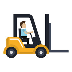 forklift vehicle with driver vector illustration design