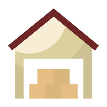 warehouse building with boxes vector illustration design