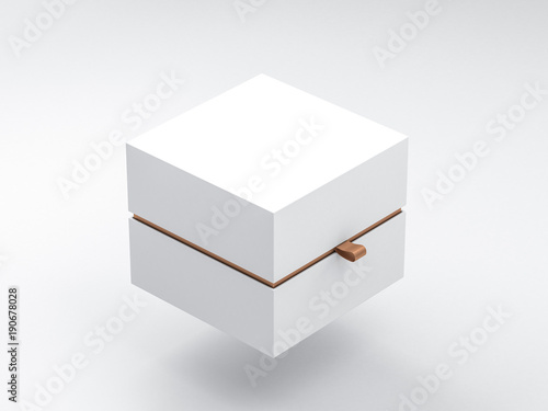 Download White Box Packaging Mockup Half Side View 3d Rendering Wall Mural Wallpaper Murals Customdesigner