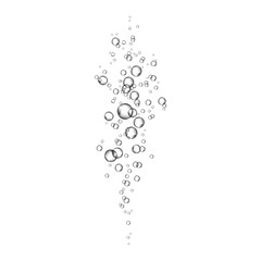 Oxygen air bubbles  flow  on white  background.