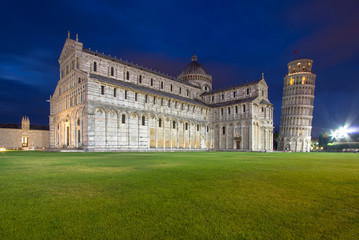 Fototapeta na wymiar Cathedral of Pisa and Leaning Tower in the Square of Miracles, Italy