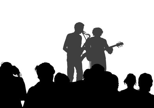 Concert of jazz music and crowds people