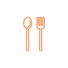 Spoon and fork Restaurant icon. Kitchen appliances for cooking Illustration. Simple thin line style symbol.