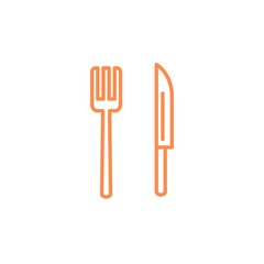 Fork and Knife Western Restaurant icon. Kitchen appliances for cooking Illustration. Simple thin line style symbol.