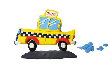 Plasticine yellow taxi car