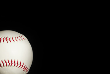 Classic Baseball on a Black Background with Copy Space