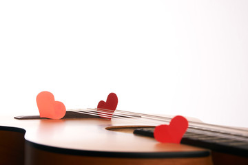 Acoustic Guitar with red hearts