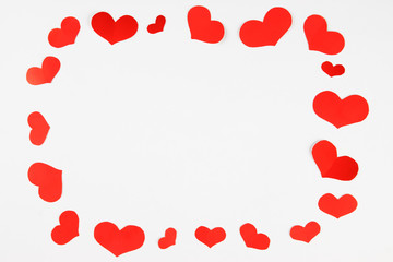 Hearts frame made of small red hearts