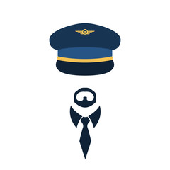 Portrait of pilot in a cap and tie. Vector illustration. © greens87