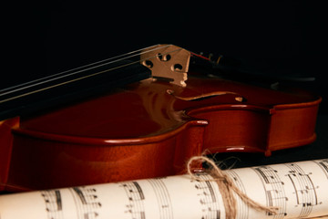 Violin and music notes.