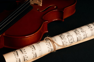 Violin and music notes.