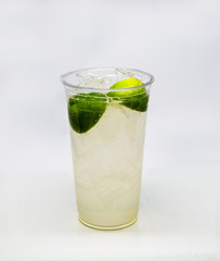 Fresh Squeezed Limeade in a clear plastic cup.