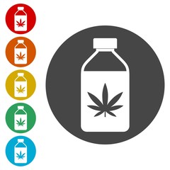 Marijuana leaf icon, Bottle icon