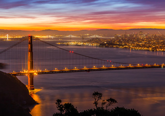 Golden Gate bridge at sunrise
