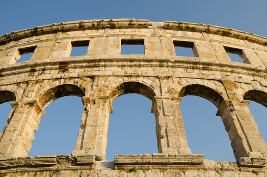 Ancient Roman empire colosseum in Pula, Croatia