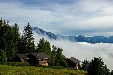 Fototapeta na wymiar Alps above the clouds near Sion in Switzerland