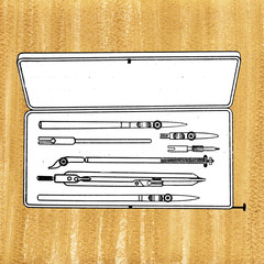 Descriptive geometry, professional tool for draftsman and ink painters. Designer's Day, Architecture's day postcard.