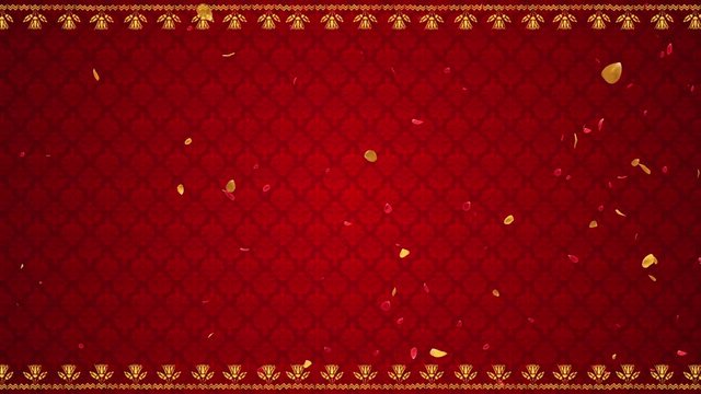 Indian Wedding Theme Motion Background with Flying Flower Petals Seamless Looping