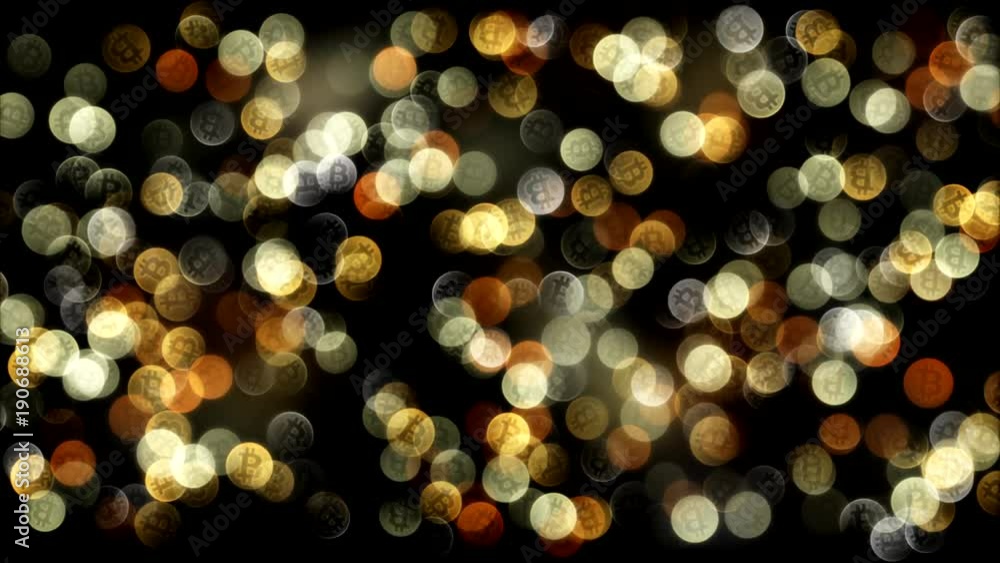 Poster background bokeh of coins bitcoin in gold color. 3d rendering