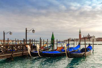 Obraz na płótnie Canvas Gondolas in the winter day, Venice, Italy