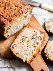 Flourless (almond and coconut flour) banana bread with nuts