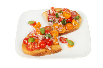 Tomato and red onion bruschetta
