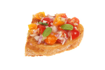Tomato bruschetta isolated