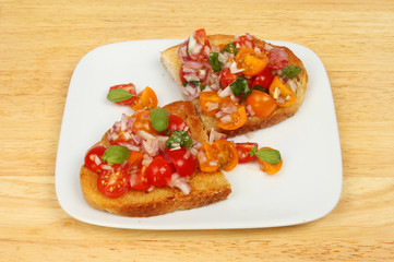 Bruschetta on a tabletop